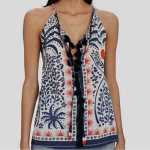 Women's Farm Rio Afternoon Breeze Beaded Cotton sleeveless blouse!